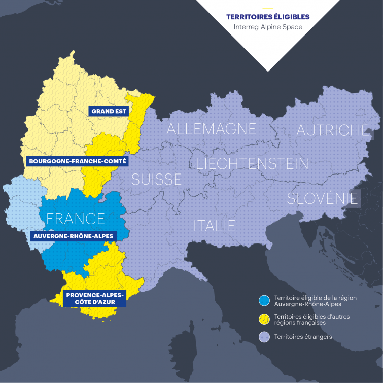 Carte Espace alpin - © Région Auvergne-Rhône-Alpes Carte Espace alpin