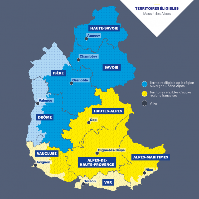 Carte Massif des Alpes - © Région Auvergne-Rhône-Alpes Carte Massif des Alpes